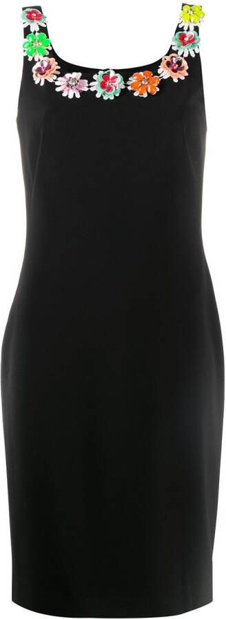 Boutique Moschino Jurk met geborduurde bloemen Zwart