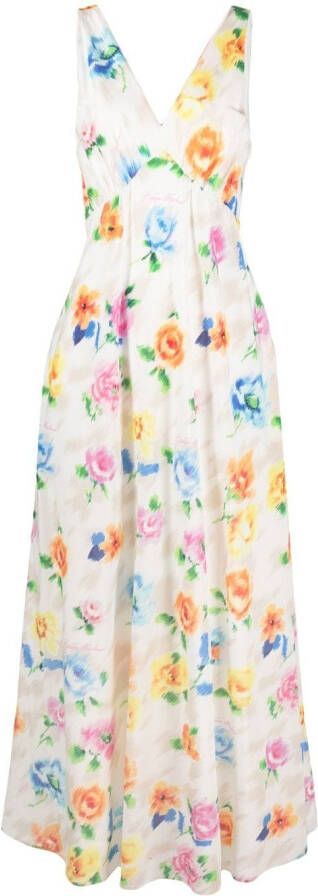 Boutique Moschino Maxi-jurk met bloemenprint Wit