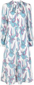 Boutique Moschino Midi-jurk met bloemenpatroon Blauw