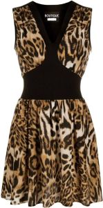 Boutique Moschino Midi-jurk met luipaardprint Beige