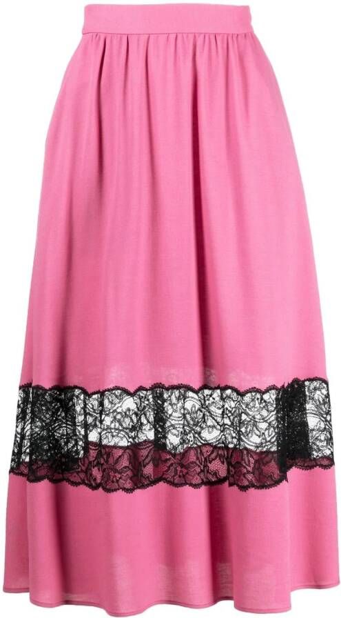 Boutique Moschino Midi-rok met kant Roze