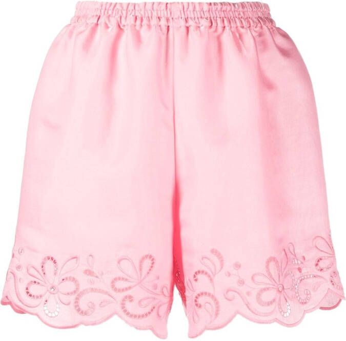 Boutique Moschino Shorts met afwerking van kant Roze