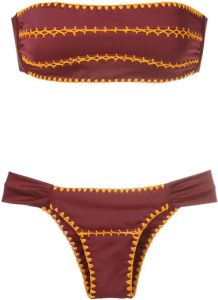 Brigitte Bandeau bikini met contrasterend patroon Rood