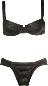 Brigitte Bikini met krokodillenleer-effect Zwart