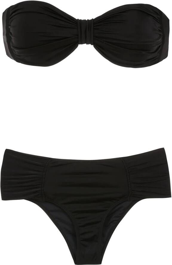 Brigitte gestreepte strapless bikini Zwart