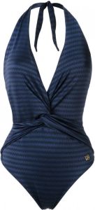 Brigitte v-neck swimsuit Blauw