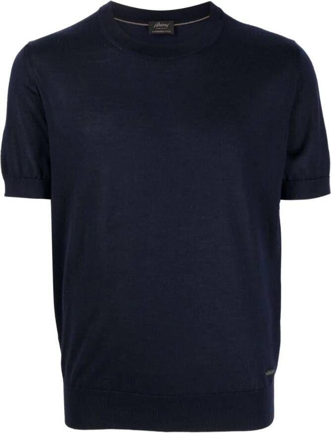 Brioni Fijngebreid T-shirt Blauw