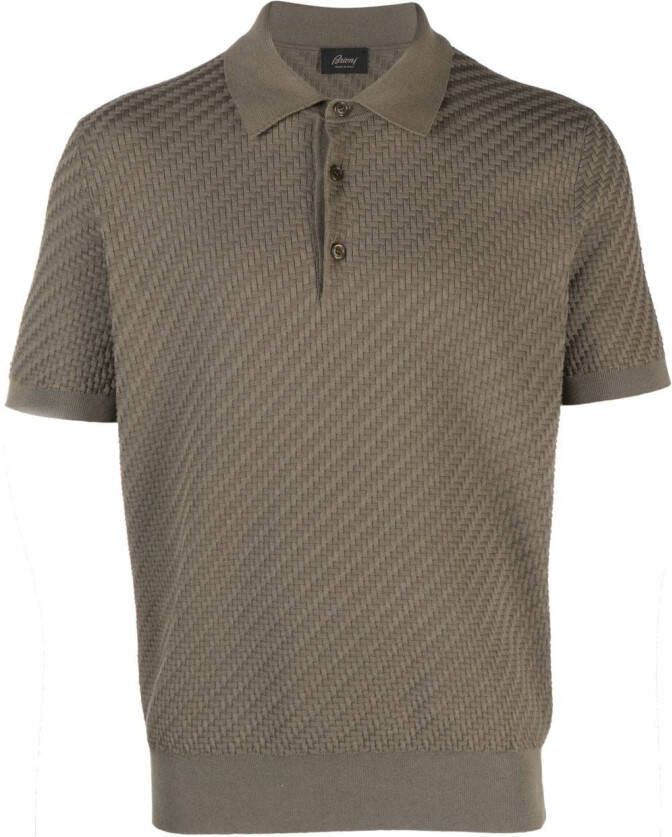Brioni Gebreid poloshirt Groen