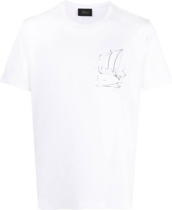 Brioni T-shirt met print Wit