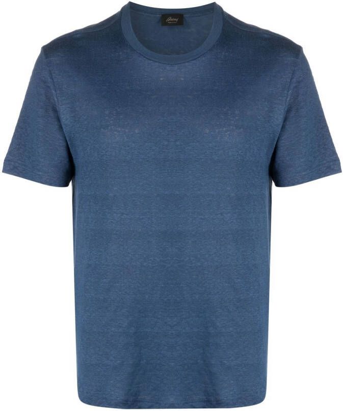 Brioni Linnen T-shirt Blauw