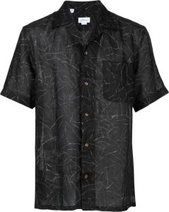 Brioni Overhemd met bladerprint Zwart