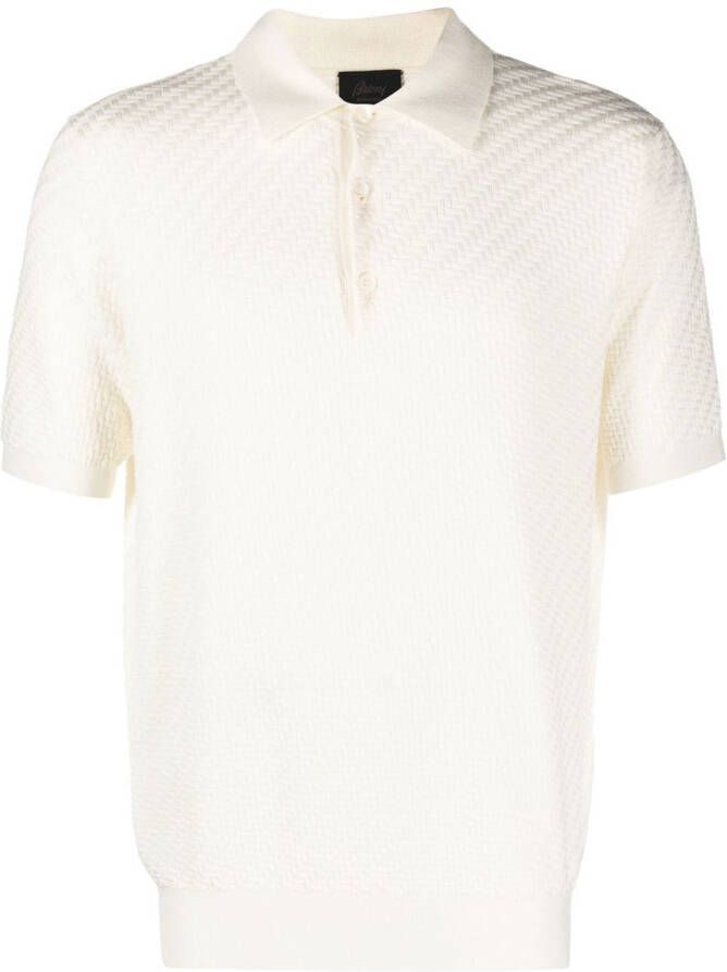 Brioni Ribgebreid poloshirt Wit