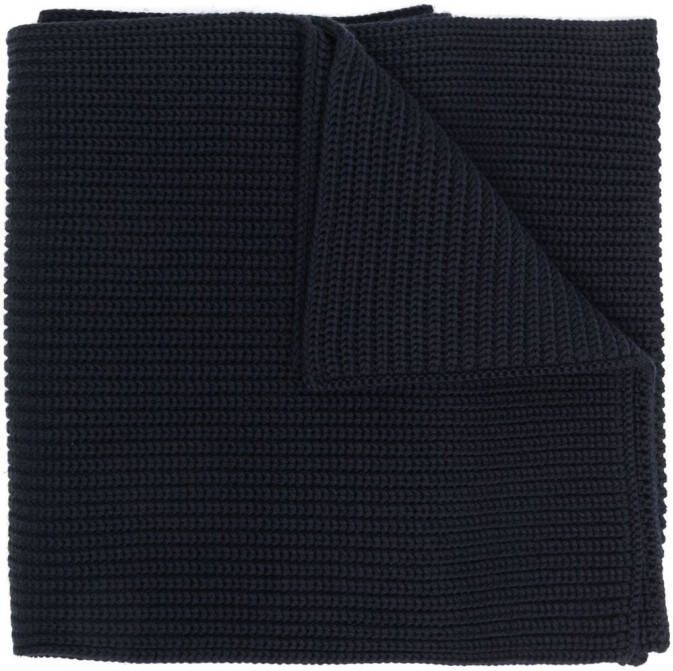 Brioni Ribgebreide sjaal Blauw
