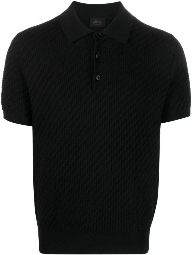 Brioni Gebreid poloshirt Zwart