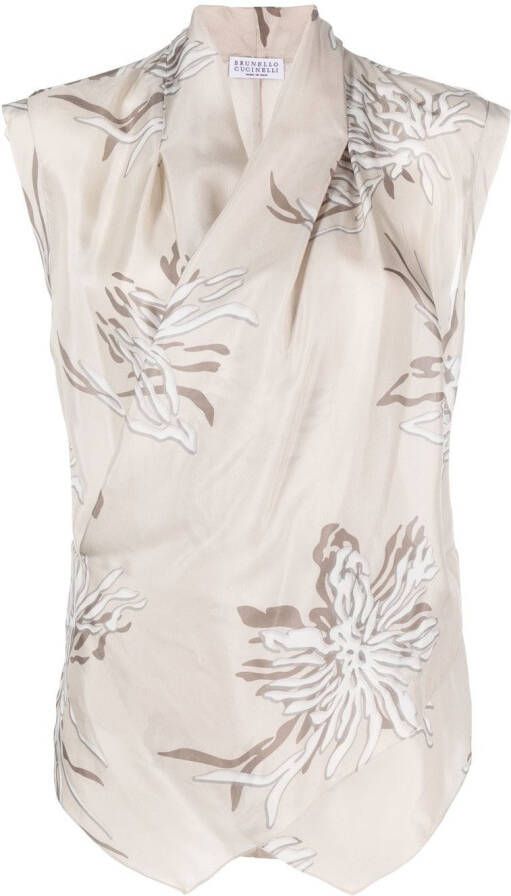 Brunello Cucinelli Zijden blouse Beige