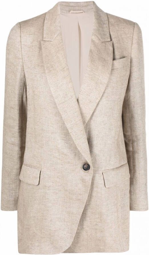 Brunello Cucinelli Blazer met asymmetrische knoop Beige