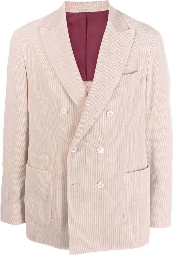Brunello Cucinelli Blazer met dubbele rij knopen Beige