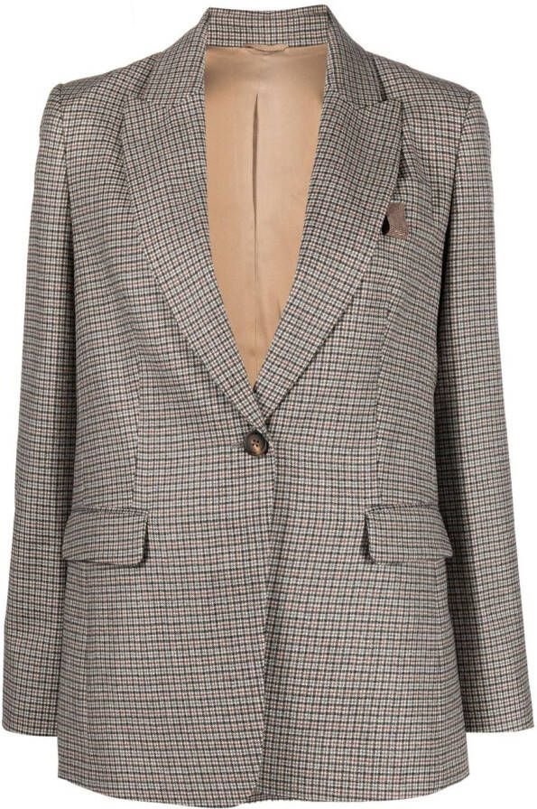 Brunello Cucinelli Blazer met dubbele rij knopen Beige