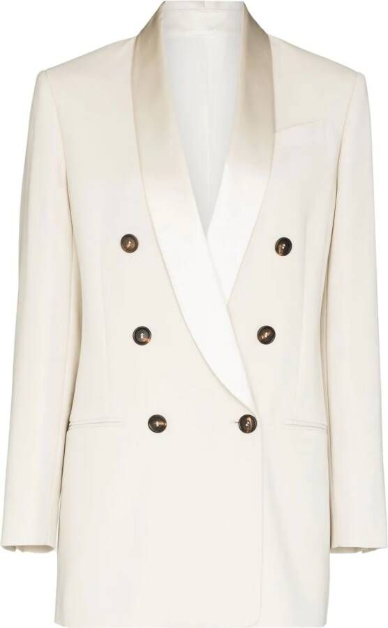 Brunello Cucinelli Blazer met dubbele rij knopen Beige