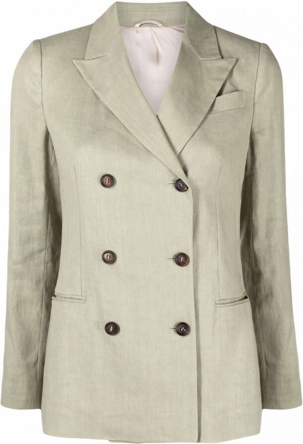 Brunello Cucinelli Blazer met dubbele rij knopen Groen