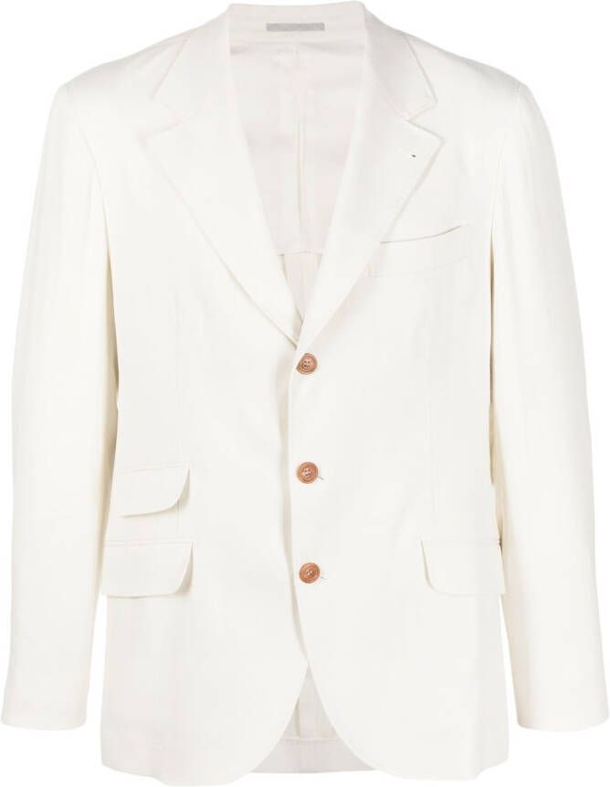 Brunello Cucinelli Blazer met enkele rij knopen Beige