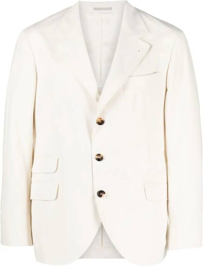 Brunello Cucinelli Blazer met enkele rij knopen Beige