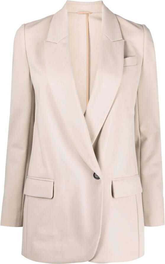 Brunello Cucinelli Blazer met enkele rij knopen Beige