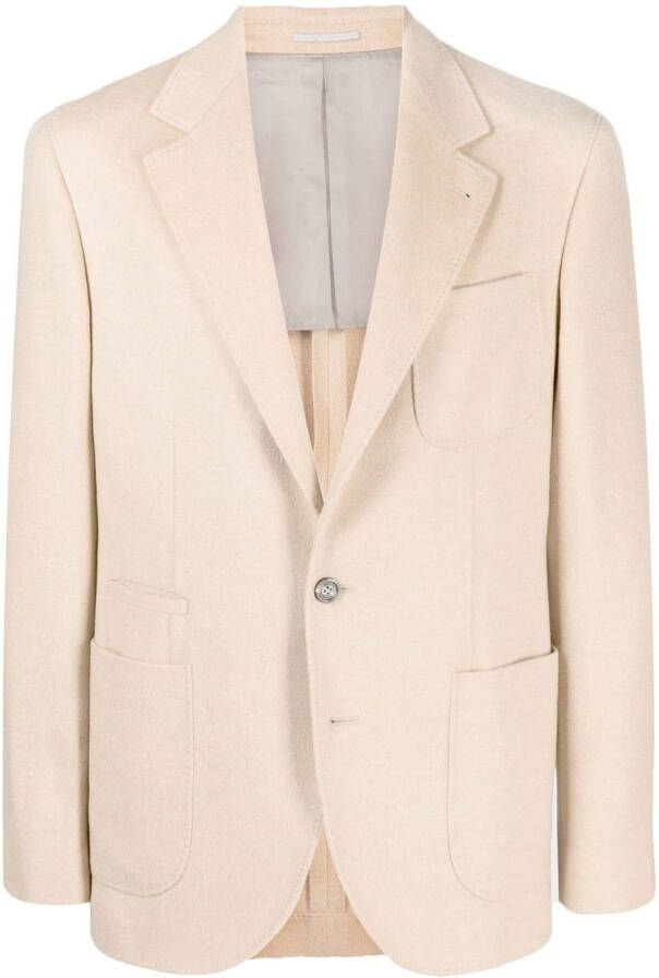 Brunello Cucinelli Blazer met enkele rij knopen Beige