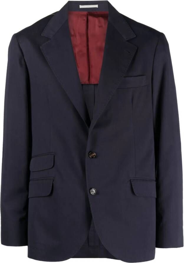 Brunello Cucinelli Blazer met enkele rij knopen Blauw