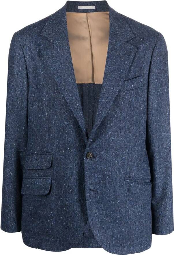 Brunello Cucinelli Blazer met enkele rij knopen Blauw