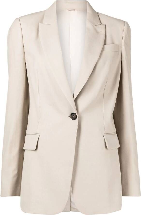 Brunello Cucinelli Blazer met enkele rij knopen Bruin