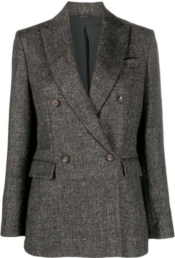 Brunello Cucinelli Blazer met enkele rij knopen Grijs