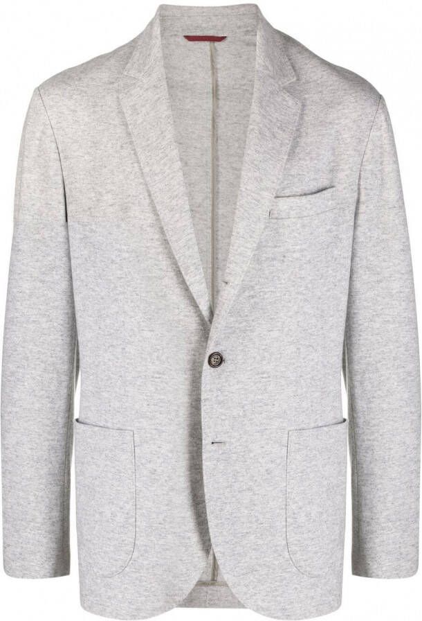 Brunello Cucinelli Blazer met enkele rij knopen Grijs