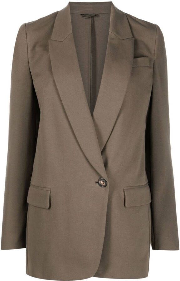 Brunello Cucinelli Blazer met enkele rij knopen Groen