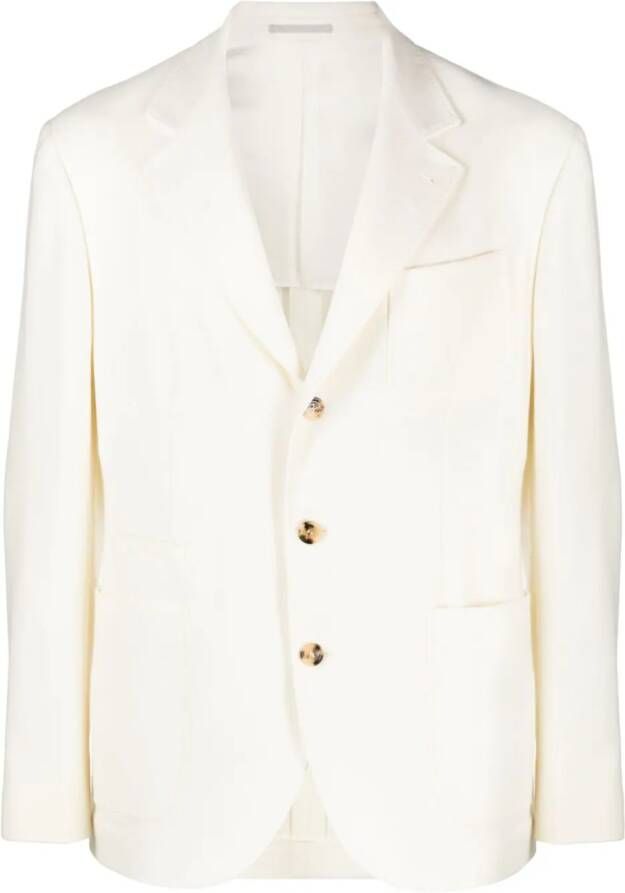 Brunello Cucinelli Blazer met enkele rij knopen Wit