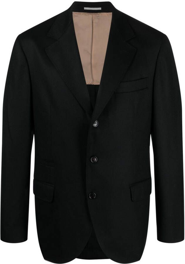 Brunello Cucinelli Blazer met enkele rij knopen Zwart