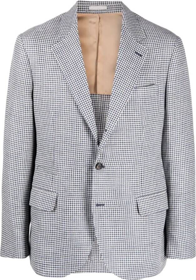 Brunello Cucinelli Blazer met pied-de-poule print Blauw