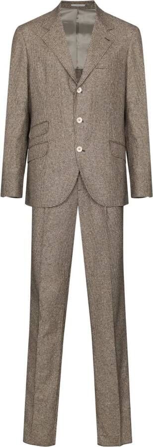 Brunello Cucinelli Blazer met pied-de-poule print Bruin