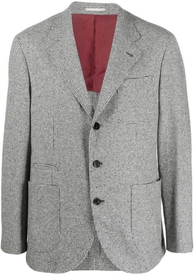 Brunello Cucinelli Blazer met pied-de-poule print Grijs