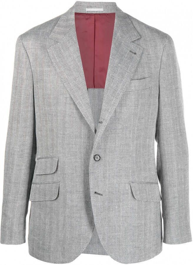 Brunello Cucinelli Blazer met visgraatpatroon Wit