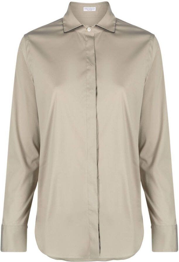 Brunello Cucinelli Blouse met klassieke kraag Beige