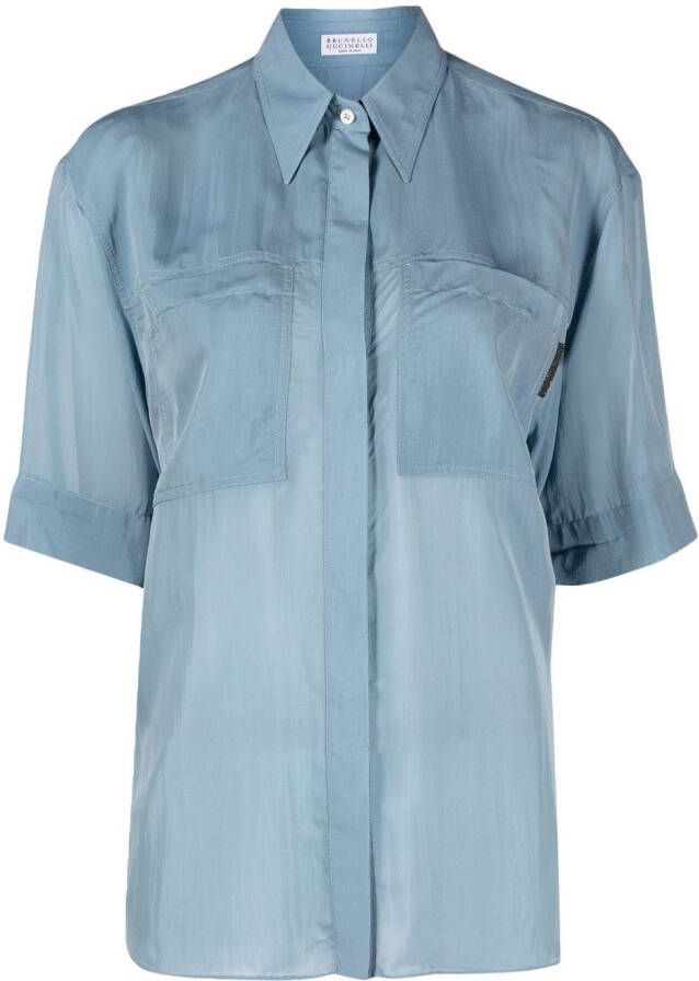 Brunello Cucinelli Blouse met korte mouwen Blauw
