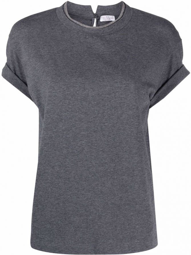 Brunello Cucinelli Blouse verfraaid met ketting Grijs