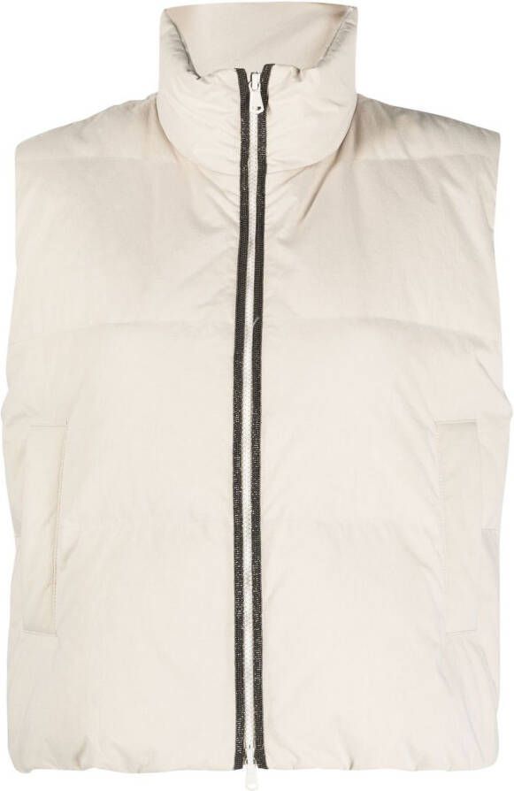 Brunello Cucinelli Bodywarmer met hoge hals Beige