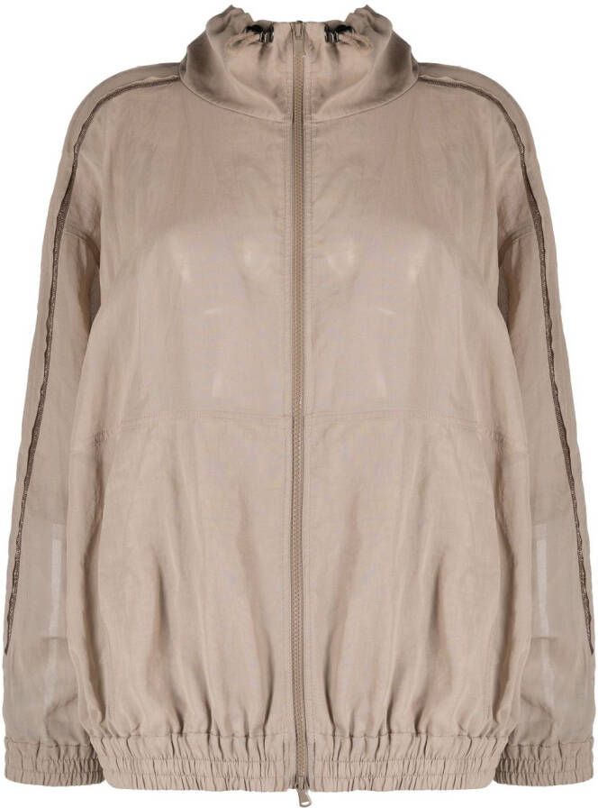 Brunello Cucinelli Bomberjack met detail Beige