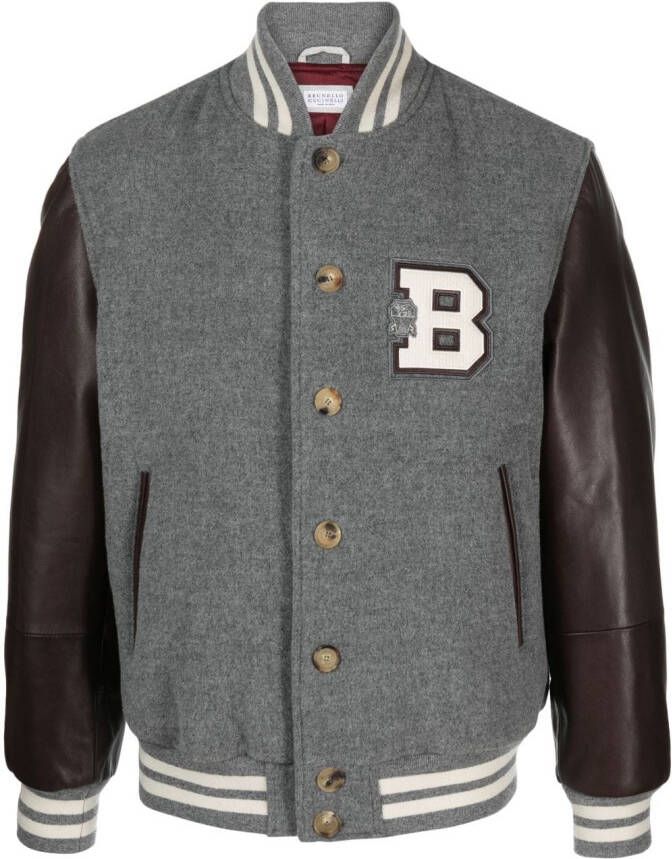 Brunello Cucinelli Bomberjack met patch Grijs
