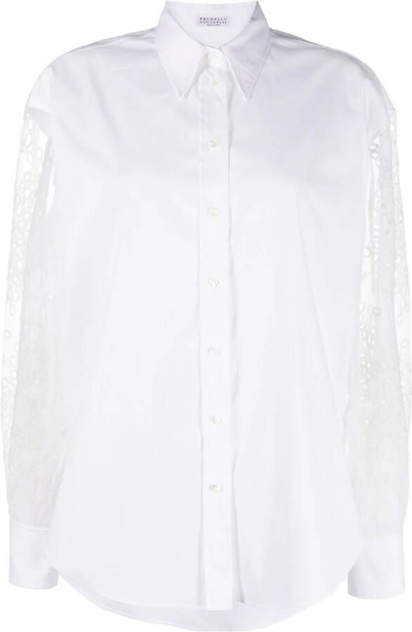 Brunello Cucinelli Broderie anglaise blouse Wit