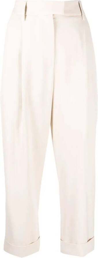 Brunello Cucinelli Broek met geplooide taille Beige