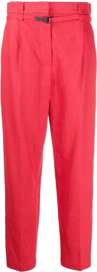 Brunello Cucinelli Broek met paperbag taille Rood