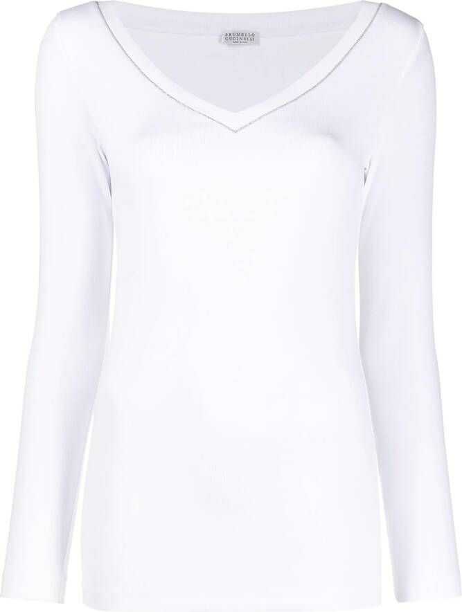 Brunello Cucinelli Top met lange mouwen Wit